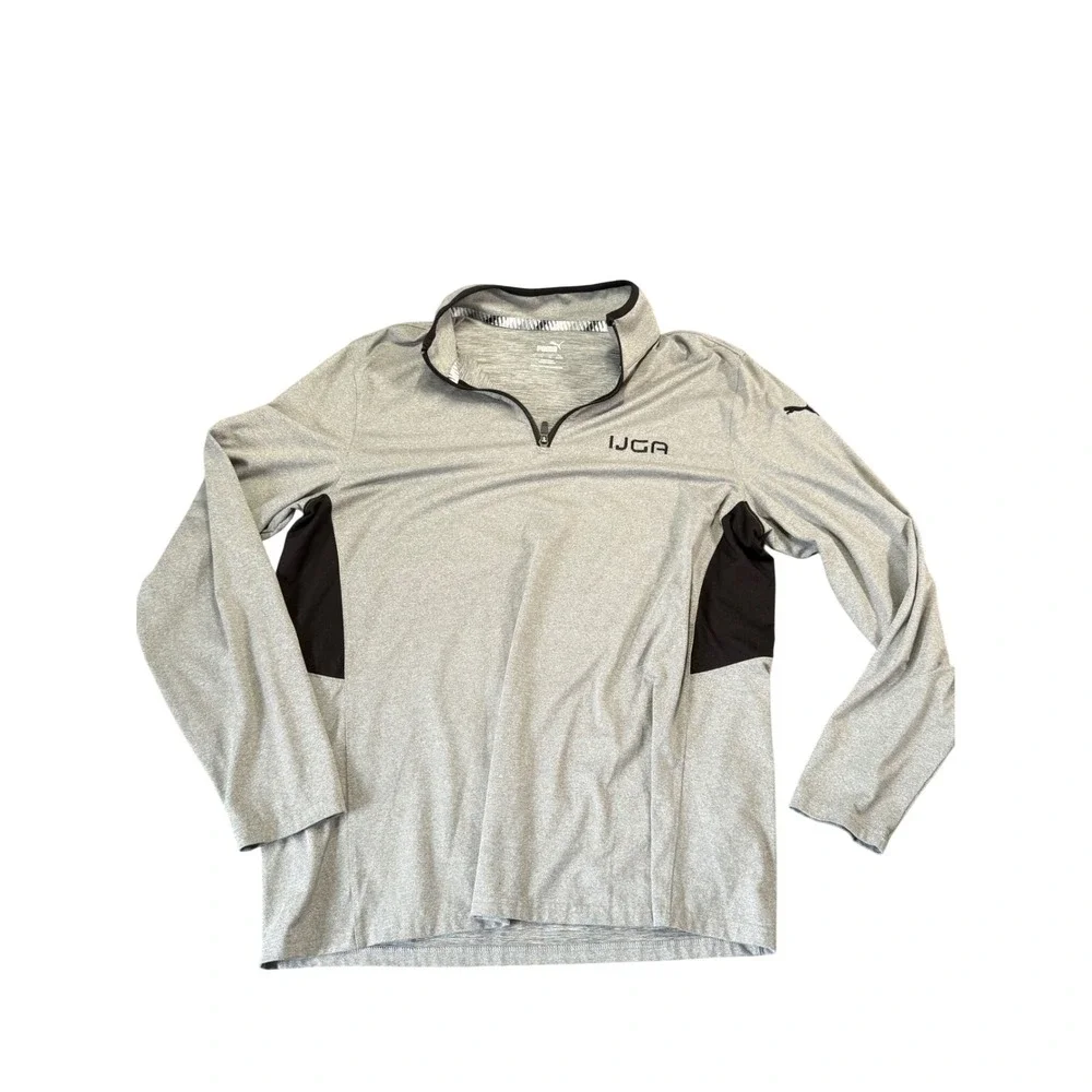 Puma Golf IJGA Quarter Zip Pullover Sweater Size L Gray Athletic EUC